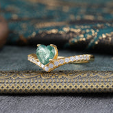 Heart Shaped Moss Agate Engagaement Ring Classic Wedding Ring